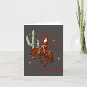 Giddy Up Jingle Horse Ck Up Your Feet Cowboy Santa Card