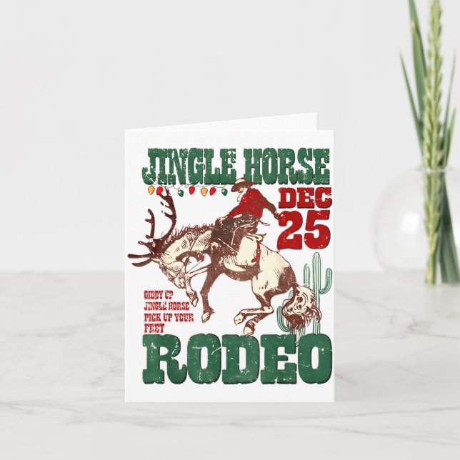Giddy Up Jingle Horse Santa Cowboy Western Christm Card (Front)