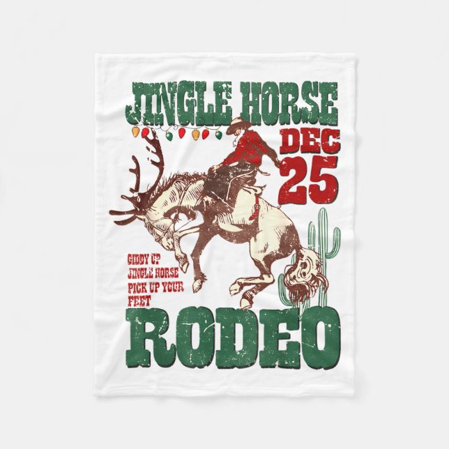 Giddy Up Jingle Horse Santa Cowboy Western Christm Fleece Blanket (Front)
