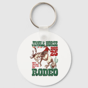 Giddy Up Jingle Horse Santa Cowboy Western Christm Key Ring