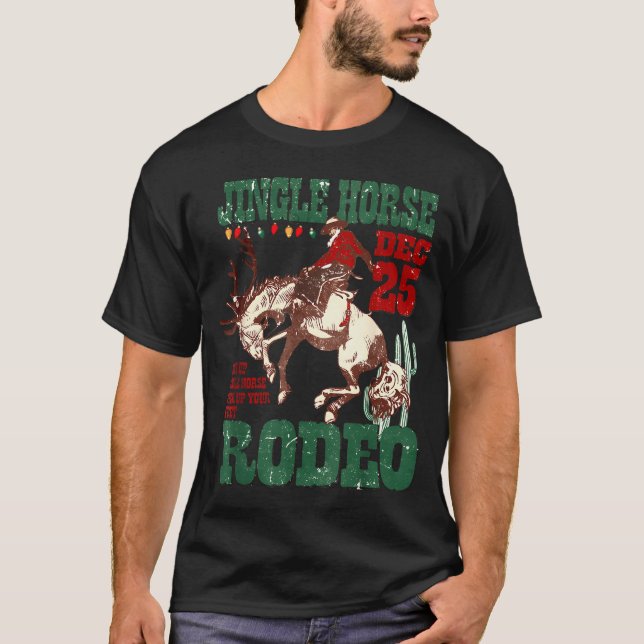 Giddy Up Jingle Horse Santa Cowboy Western Christm T-Shirt (Front)
