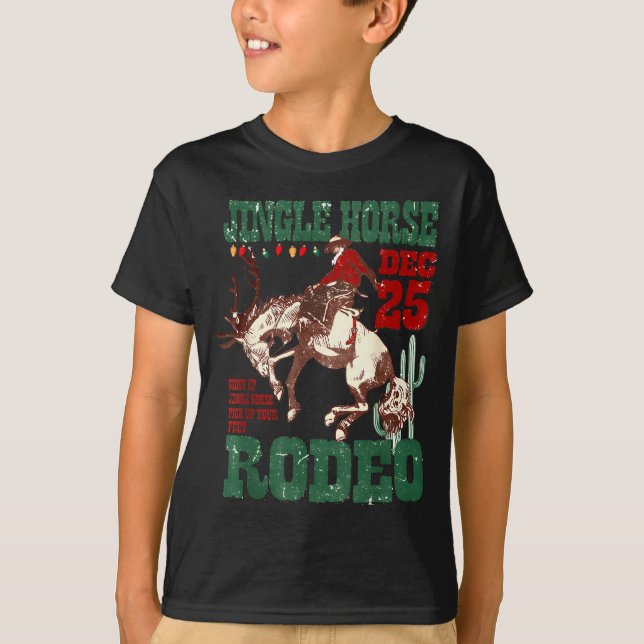 Giddy Up Jingle Horse Santa Cowboy Western Christm T-Shirt (Front)
