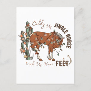 Giddy Up Jingle Horses Pick Up Your Feet Christmas Announcement Postcard