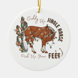 Giddy Up Jingle Horses Pick Up Your Feet Christmas Ceramic Tree Decoration