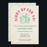 Giddy Up Pink Turquoise Cowgirl 40th Birthday Invitation<br><div class="desc">Giddy Up Pink Turquoise Modern Cowgirl 40th Birthday Party Invitation</div>