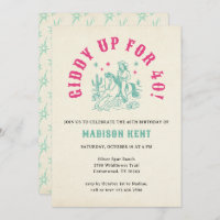 Giddy Up Pink Turquoise Cowgirl 40th Birthday