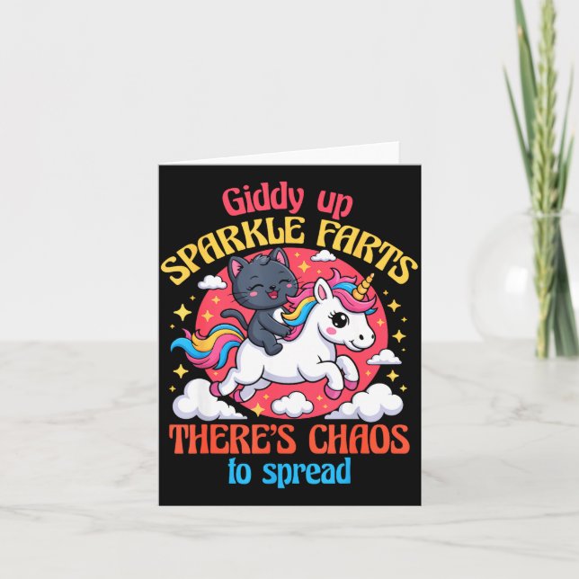 Giddy Up Sparkle Farts There's Chaos To Spread Cut Card (Front)