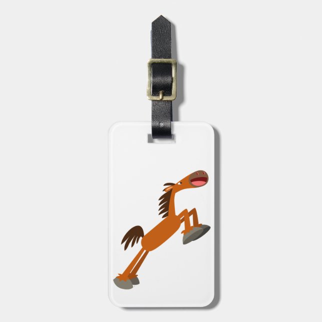 Giddyup, Horsey! Cartoon Horse Luggage Tag (Front Vertical)