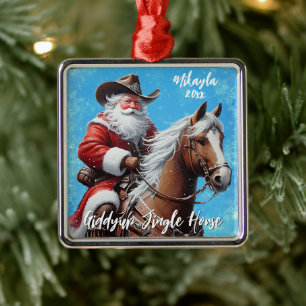Giddyup Jingle Horse Santa Claus Christmas Metal Tree Decoration