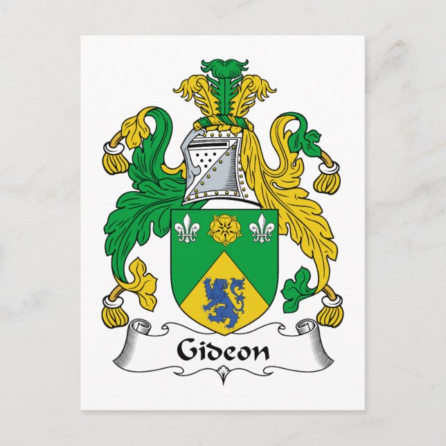 Gideon Family Crest Postcard (Front)