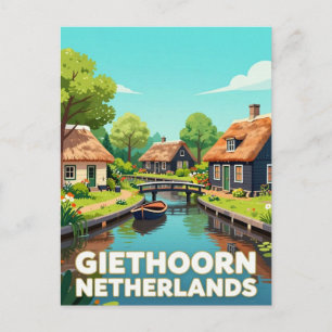 Giethoorn Netherlands Travel Village Canals Postcard