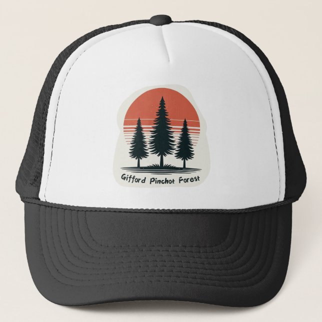 Gifford Pinchot Forest with Red Sunset Trucker Hat (Front)