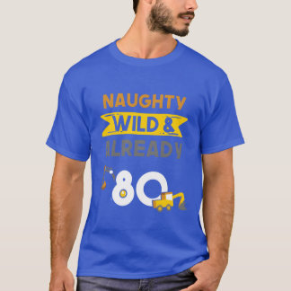 Gift 80 years birthday women Ecavator retro T-Shirt