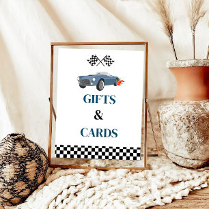 Gift and Card Race Car Baby Shower party Sign