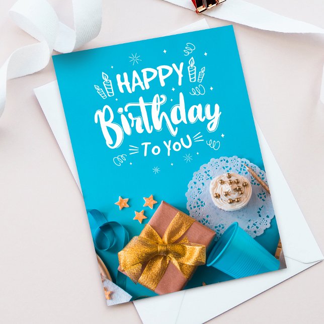 Gift and Cupcake Happy Birthday Greeting Card (Creator Uploaded)