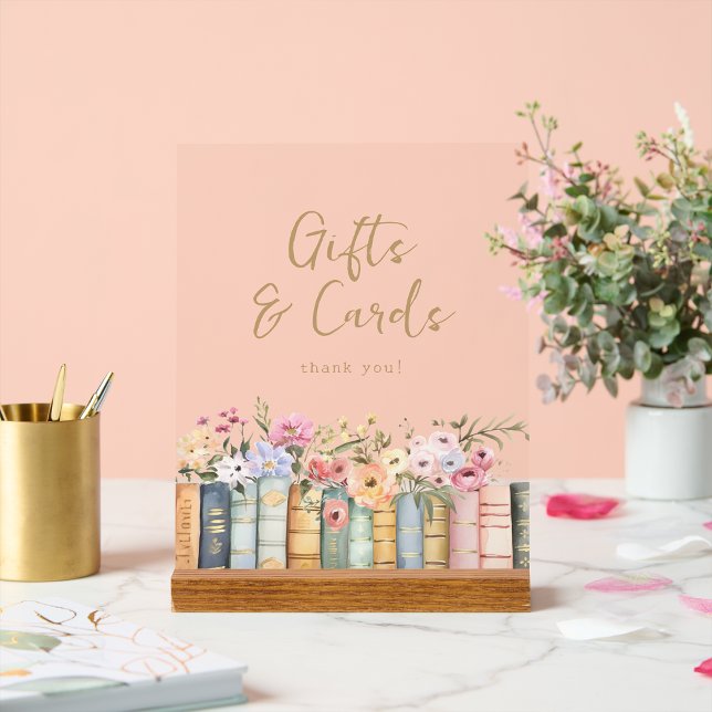 Gift Baby Shower Acrylic Sign (Book Gifts and Cards Baby Shower Acrylic Sign by Painted Paperie
)