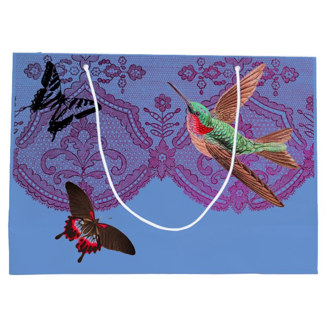 GIFT BAG ANTIQUE LACE PATTERN WITH BUTTERFLIES (Back)
