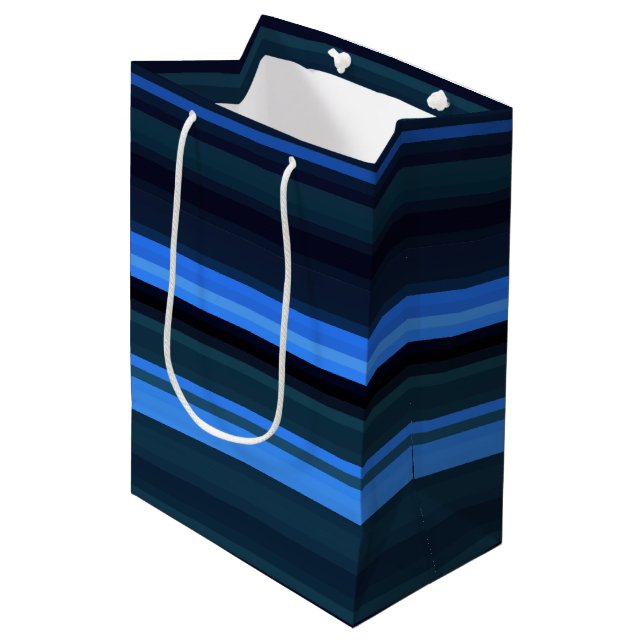 Gift Bag-Blue Stripes Medium Gift Bag (Front Angled)