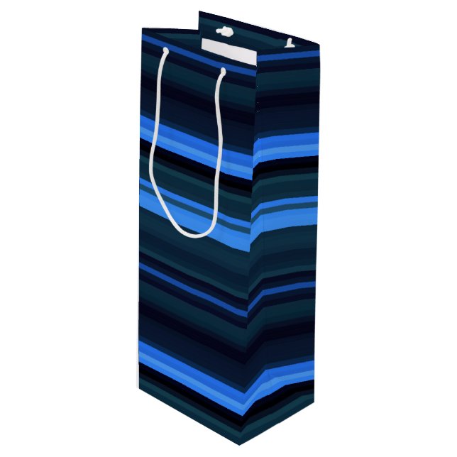 Gift Bag-Blue Stripes Wine Gift Bag (Front Angled)