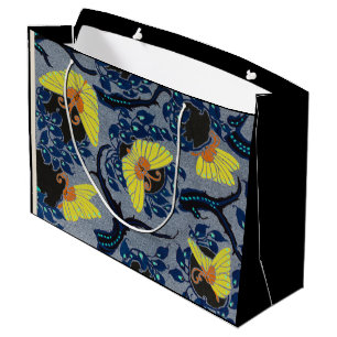 GIFT BAG CHINESE BUTTERFLY PATTERN BLUE AND BLACK