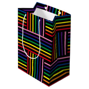 Gift Bag - Interlaced Rainbow Coloured Ribbons