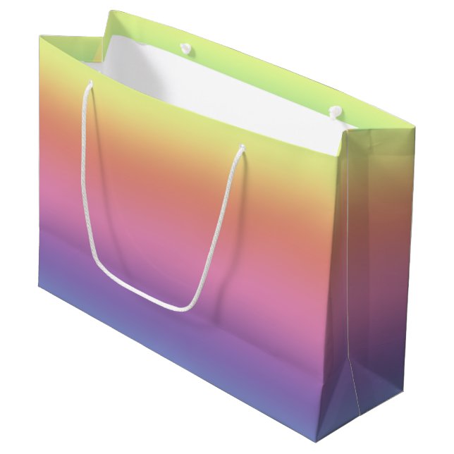 Gift Bag (Lg) - Horizontal Rainbow Stripes (Front Angled)