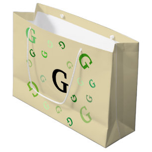 Gift Bag (Lrg) - Jumbled Letters in Greens