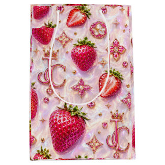 Gift Bag-Luxe Crown Jewelled Strawberry Medium Gift Bag