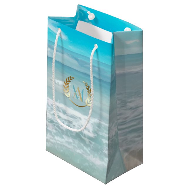 Gift Bag |  Modern Monogram Geometric Beach (Front Angled)