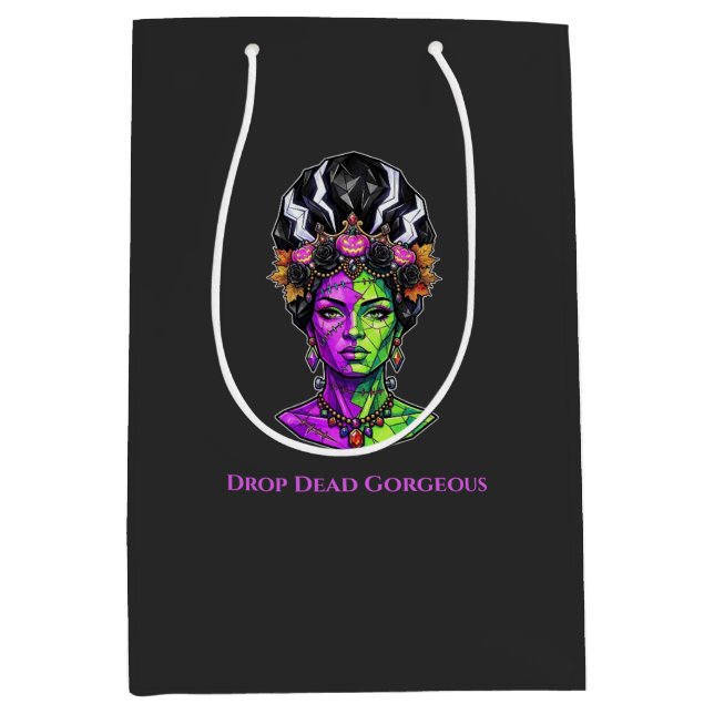 Gift Bag Neon Halloween Bride Frankenstein (Front)