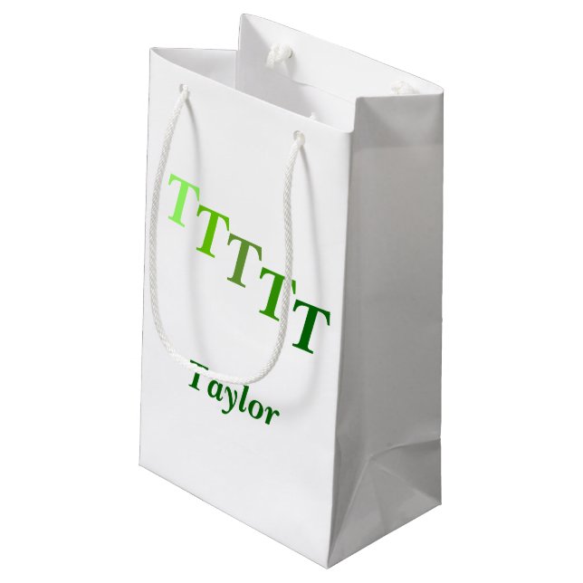 Gift Bag - Stepped Initials with Name in Green (Back Angled)