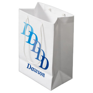 Gift Bag - Surname and Letters in Blue
