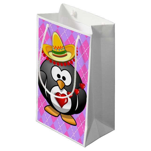 Gift Bag Valentine's Penguin (Front Angled)