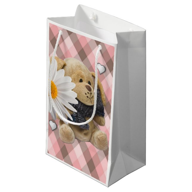 Gift Bag Valentine's Teddy Bear (Front Angled)