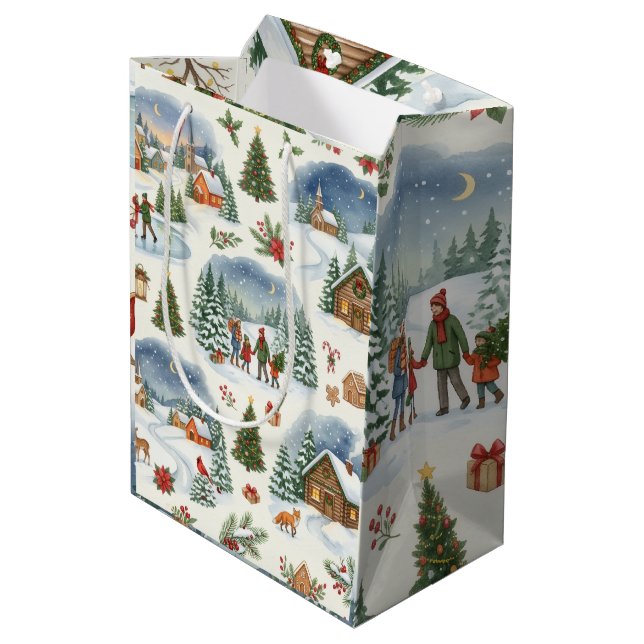 Gift bag with Christmas pattern (Back Angled)