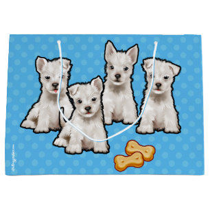 Gift bag with cute puppies polka dot design