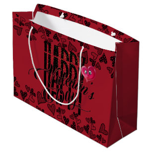 Gift bag with happy san Valentin and heart