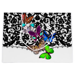 GIFT BAGS ANTIQUE LACE AND BUTTERFLIES