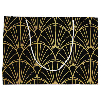 Gift Bags Gold Geometric and Art Deco Patterned