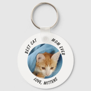 Gift Best Mum Cat personalised Cat Photo and Name Key Ring