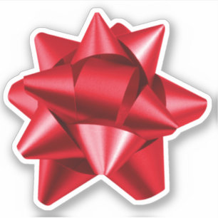 Gift Bow Sticker Various Sizes Red