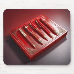 Gift Box And Five Unique Ballpoint Pens Mouse Pad