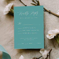 Gift Box Blue RSVP Calligraphy Menu Choice Card