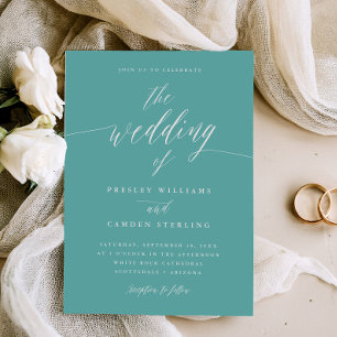 Gift Box Blue Wedding Calligraphy Invitation 