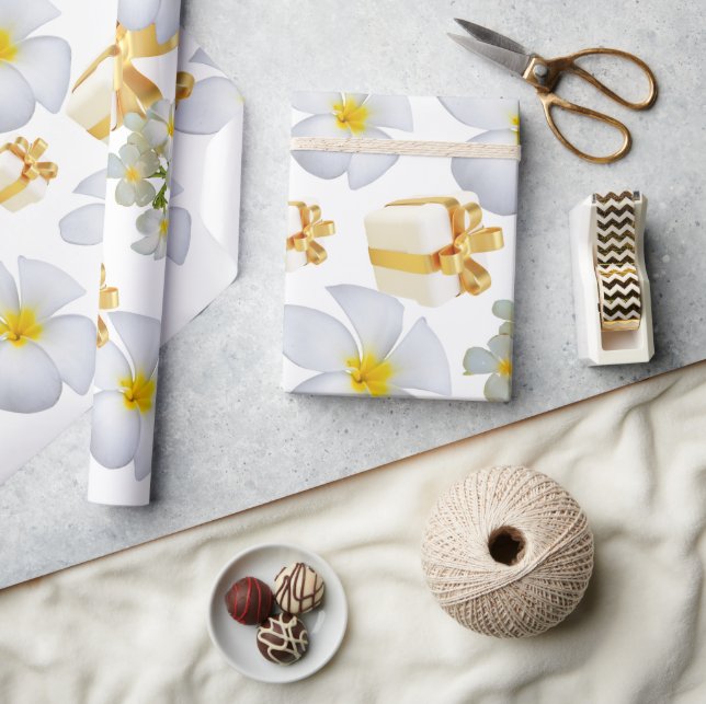 Gift Box Frangipani Matte Wrapping Paper (Crafts)