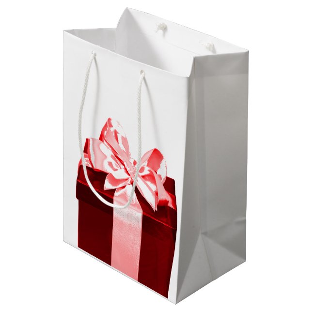 Gift Box with satin bow Medium Gift Bag (Front Angled)