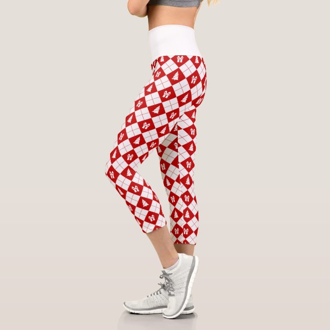 Gift Boxes and Christmas Trees Pattern Capri Leggings (Left)