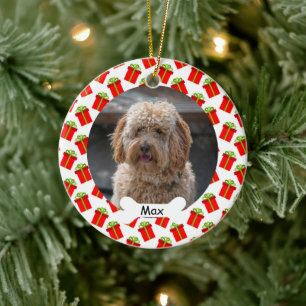 Gift Boxes Custom Pet Puppy Dog Photo Ceramic Tree Decoration