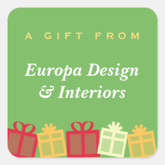 Gift boxes with bows green business gift tag label