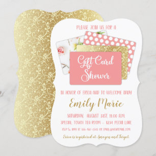Gift Card Baby Shower Girl Pink and Gold